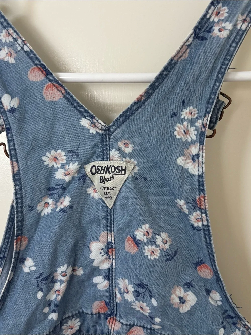 OshKosh B'gosh plum blossom Floral soft Denim overall skirt for Kids - blue pink